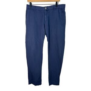 Faconnable Men's Blue Cotton Linen Straight Fit Dress Pants, Size 48